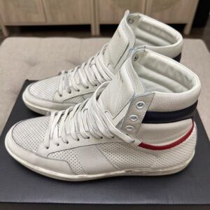 Saint Laurent Men’s SL10H Distressed High Tops with Blue & Red stripe sz 41